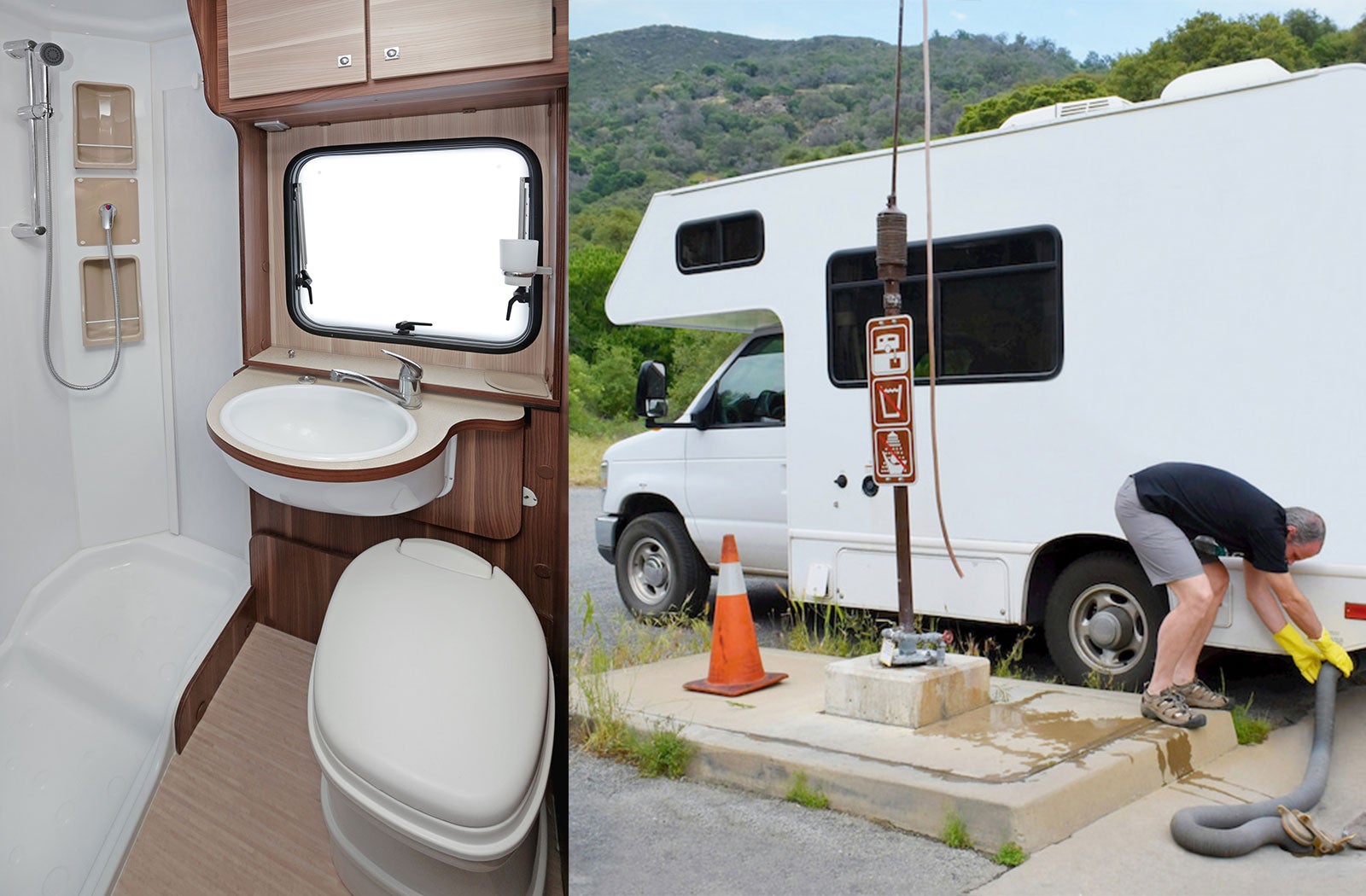 Portable RV/camper toilet and holding tank setup in Fairfield, California
